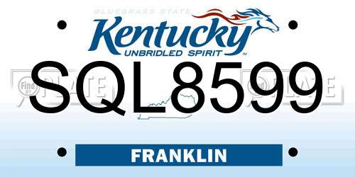 SQL8599 Kentucky License Plate