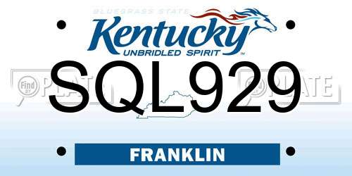 SQL929 Kentucky License Plate