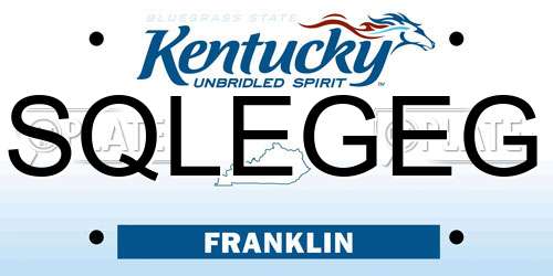 SQLEGEG Kentucky License Plate