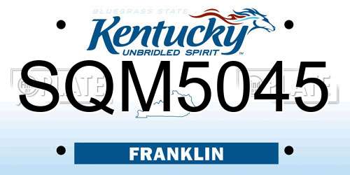 SQM5045 Kentucky License Plate