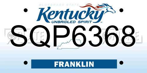 SQP6368 Kentucky License Plate