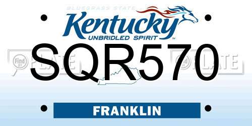 SQR570 Kentucky License Plate