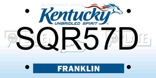 SQR57D Kentucky License Plate