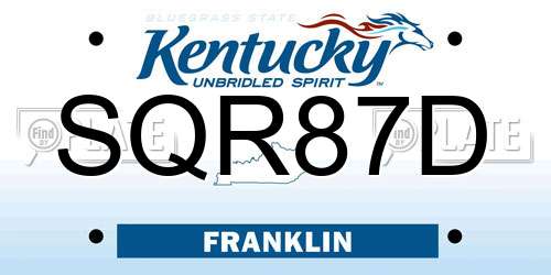 SQR87D Kentucky License Plate