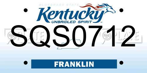 SQS0712 Kentucky License Plate