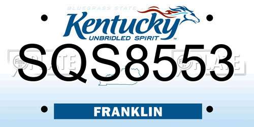 SQS8553 Kentucky License Plate