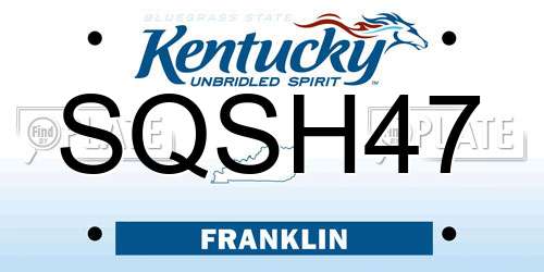 SQSH47 Kentucky License Plate