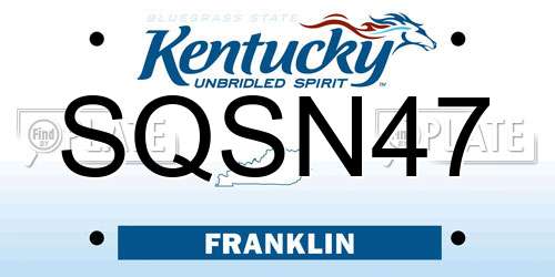 SQSN47 Kentucky License Plate