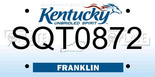 SQT0872 Kentucky License Plate