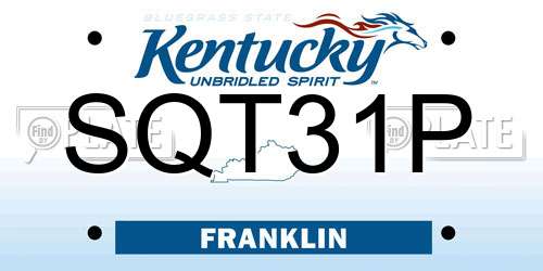 SQT31P Kentucky License Plate