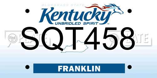 SQT458 Kentucky License Plate