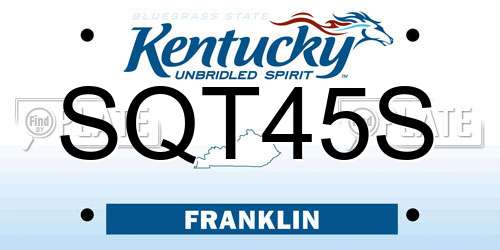 SQT45S Kentucky License Plate