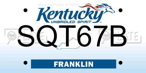SQT67B Kentucky License Plate