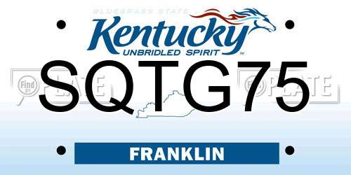 SQTG75 Kentucky License Plate
