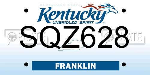 SQZ628 Kentucky License Plate