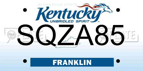 SQZA85 Kentucky License Plate