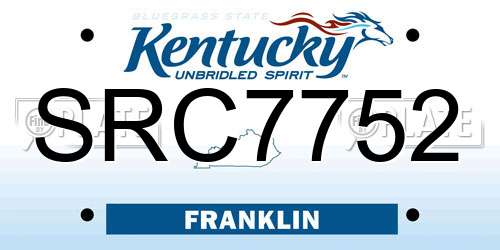 SRC7752 Kentucky License Plate