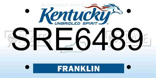 SRE6489 Kentucky License Plate