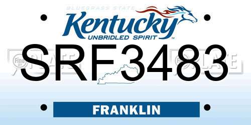 SRF3483 Kentucky License Plate