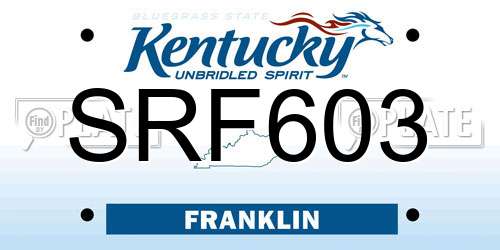SRF603 Kentucky License Plate