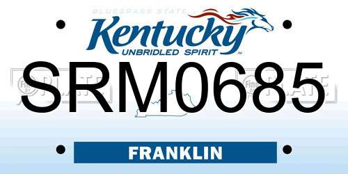 SRM0685 Kentucky License Plate