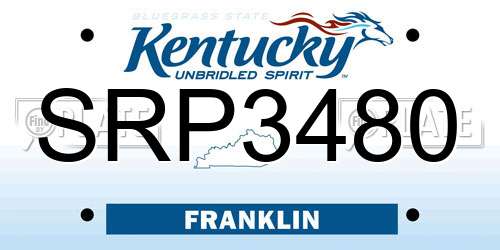 SRP3480 Kentucky License Plate