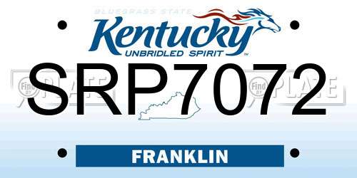 SRP7072 Kentucky License Plate