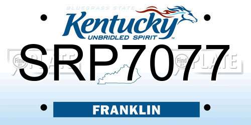 SRP7077 Kentucky License Plate