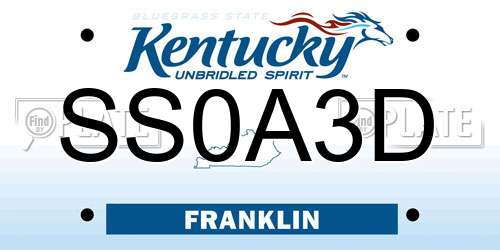 SS0A3D Kentucky License Plate