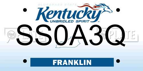 SS0A3Q Kentucky License Plate