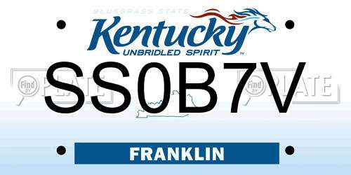 SS0B7V Kentucky License Plate