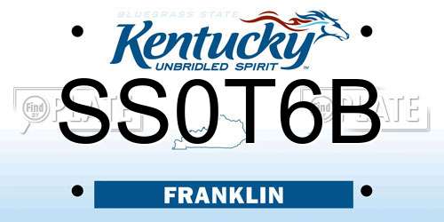 SS0T6B Kentucky License Plate