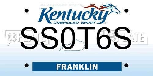 SS0T6S Kentucky License Plate