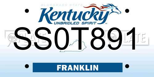 SS0T891 Kentucky License Plate