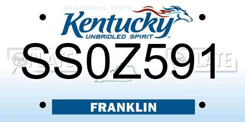 SS0Z591 Kentucky License Plate