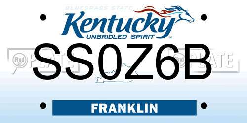 SS0Z6B Kentucky License Plate
