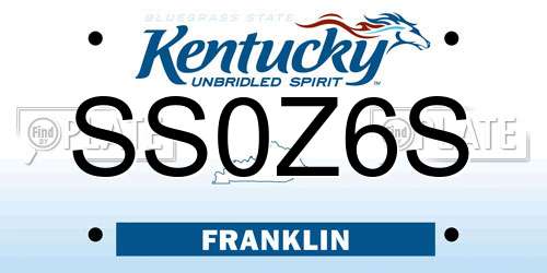 SS0Z6S Kentucky License Plate
