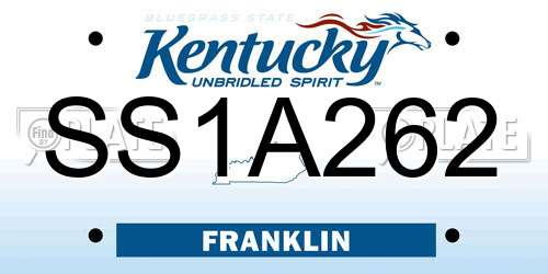 SS1A262 Kentucky License Plate