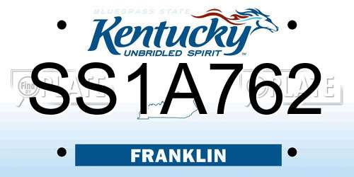 SS1A762 Kentucky License Plate