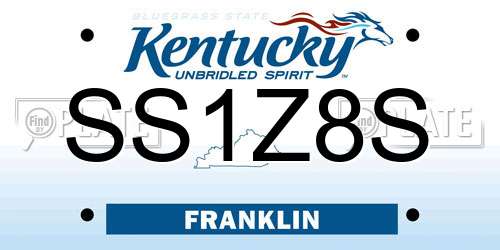 SS1Z8S Kentucky License Plate