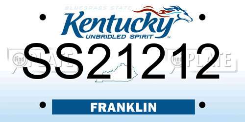 SS21212 Kentucky License Plate