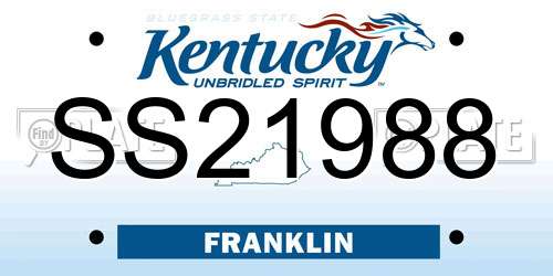 SS21988 Kentucky License Plate