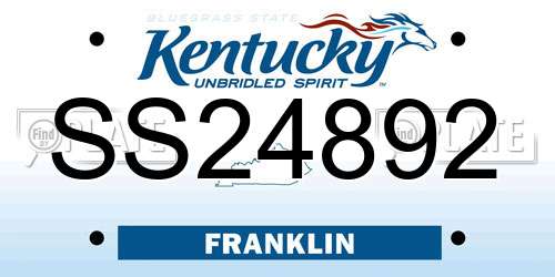 SS24892 Kentucky License Plate