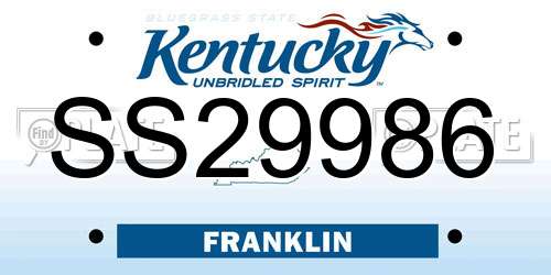 SS29986 Kentucky License Plate