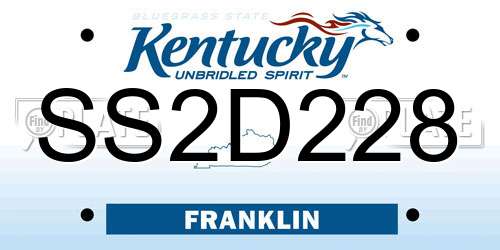 SS2D228 Kentucky License Plate