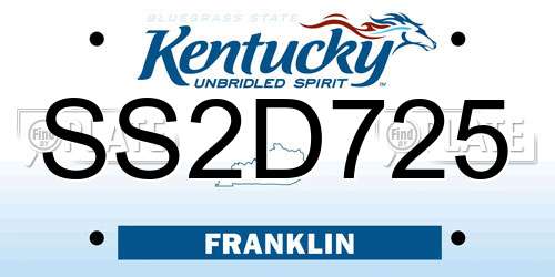 SS2D725 Kentucky License Plate