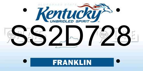 SS2D728 Kentucky License Plate
