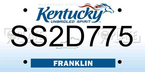 SS2D775 Kentucky License Plate