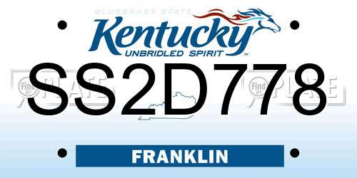 SS2D778 Kentucky License Plate