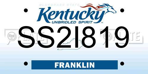 SS2I819 Kentucky License Plate